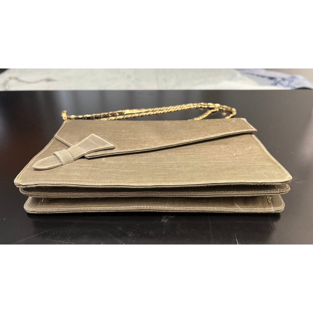 GIORGIO ARMANI OLIVE GOLD CHAIN EVENING ENVELOPE BAG - Picture 7 of 13